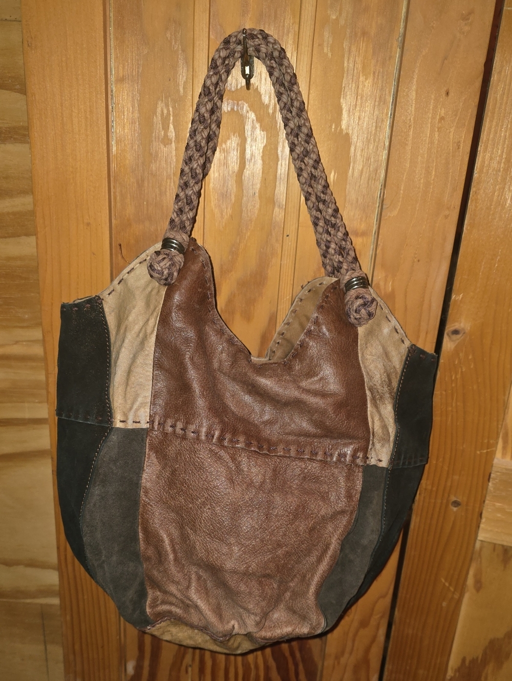 The Sak Patchwork Leather Hobo Bag - Brown & Black